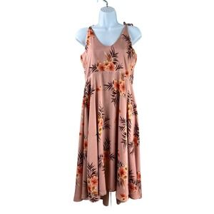 LPA Dress Womens Small Pink‎ Floral Wrap Around Ruffle Boho Midi